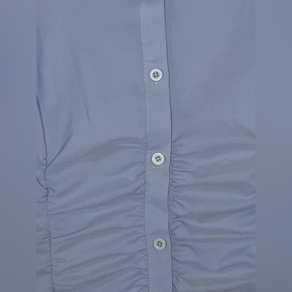 Grace Karin Ruched & Puffed Sleeved Button Down - Baby Blue - XLarge - Picture 3 of 4